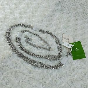 Kate Spade chain belt bow silver m/L